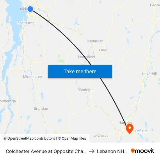 Colchester Avenue at Opposite Chase Street to Lebanon NH USA map