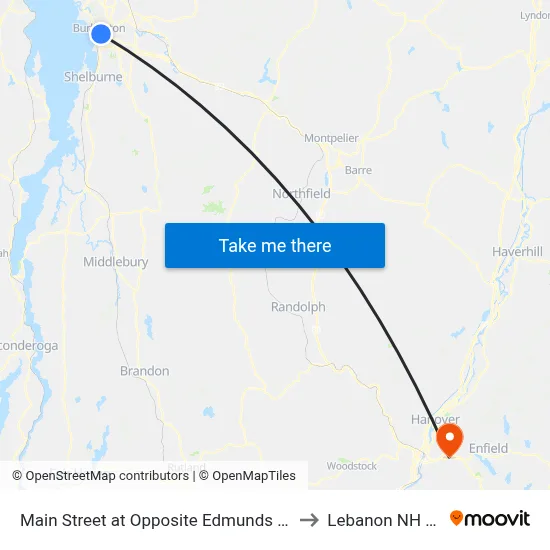 Main Street at Opposite Edmunds School to Lebanon NH USA map