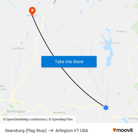 Searsburg (Flag Stop) to Arlington VT USA map