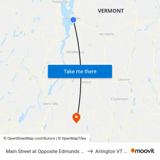 Main Street at Opposite Edmunds School to Arlington VT USA map