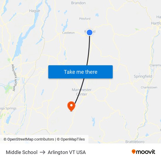 Middle School to Arlington VT USA map