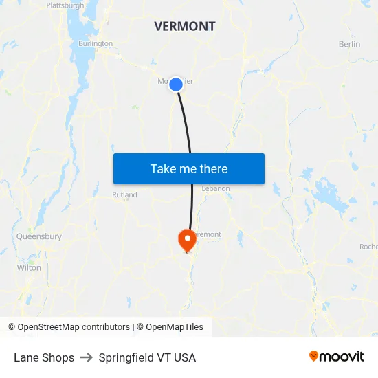 Lane Shops to Springfield VT USA map