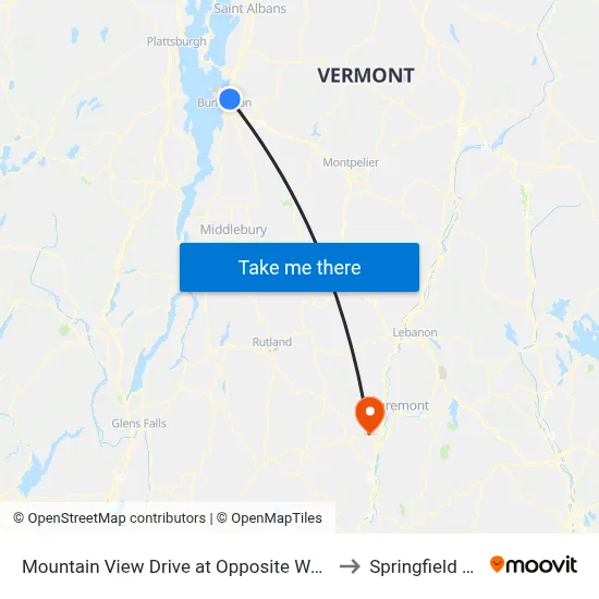 Mountain View Drive at Opposite Water Tower Circle to Springfield VT USA map