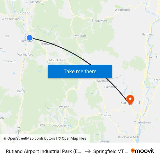 Rutland Airport Industrial Park (Entrance) to Springfield VT USA map