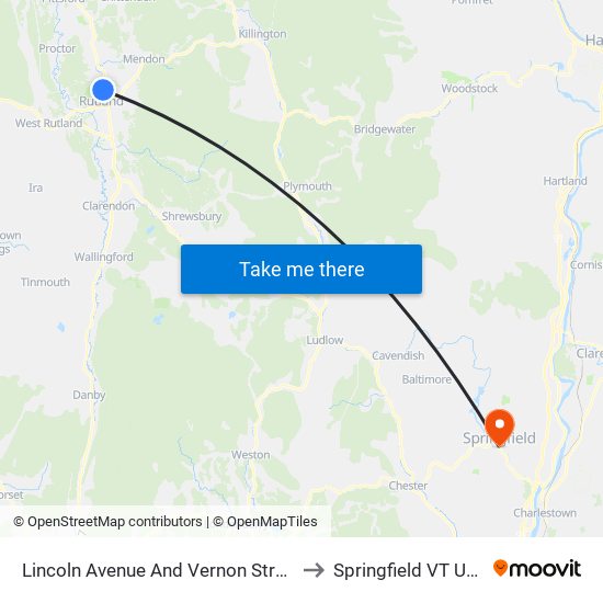 Lincoln Avenue And Vernon Street to Springfield VT USA map