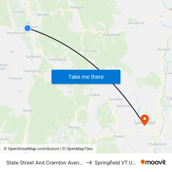 State Street And Cramton Avenue to Springfield VT USA map