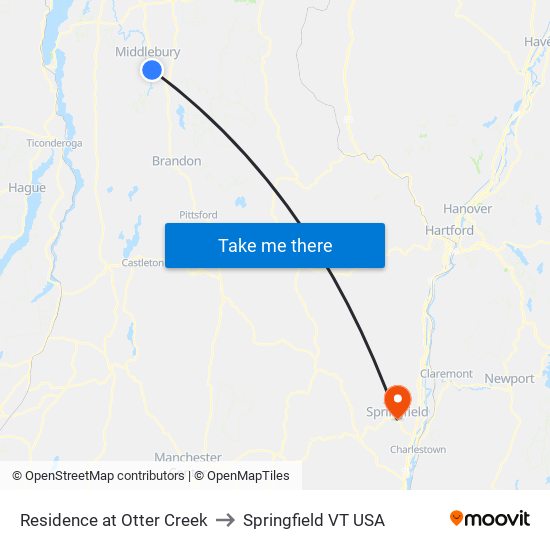 Residence at Otter Creek to Springfield VT USA map