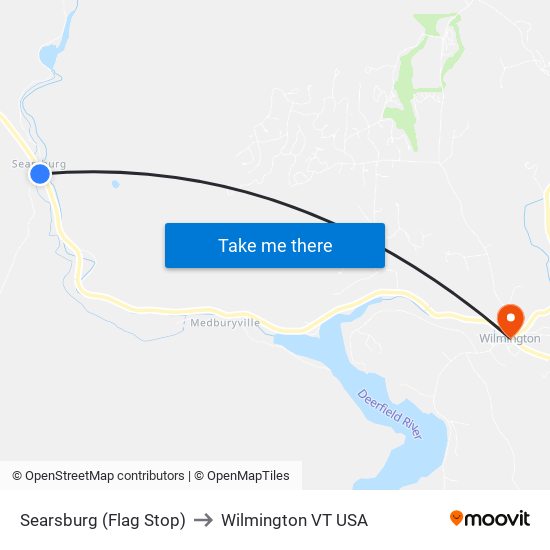 Searsburg (Flag Stop) to Wilmington VT USA map