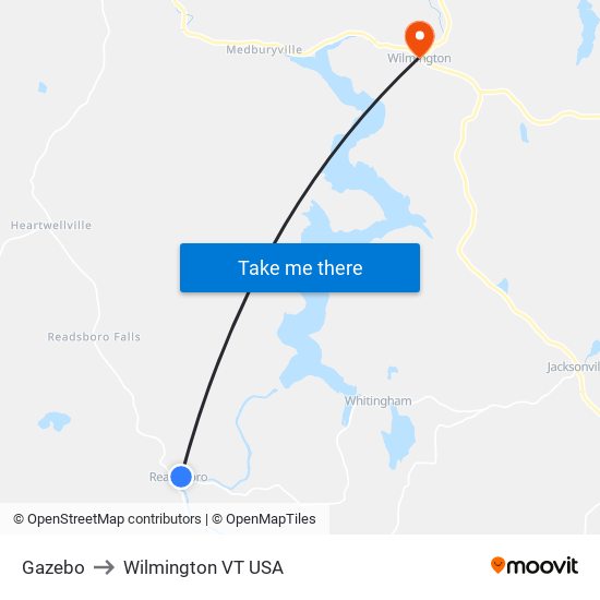 Gazebo to Wilmington VT USA map
