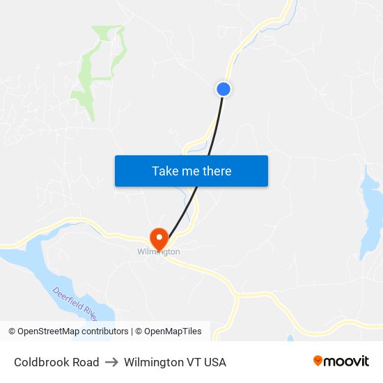 Coldbrook Road to Wilmington VT USA map