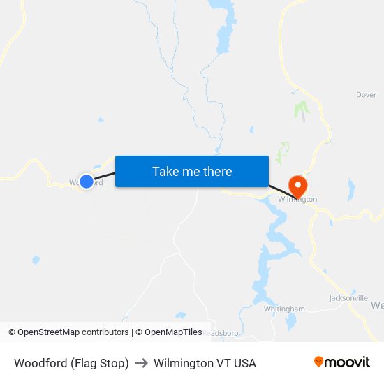 Woodford (Flag Stop) to Wilmington VT USA map