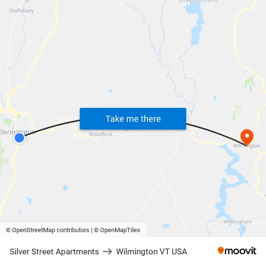 Silver Street Apartments to Wilmington VT USA map