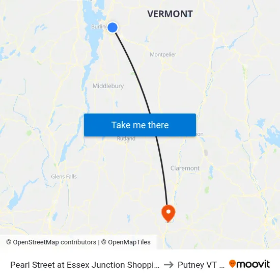 Pearl Street at Essex Junction Shopping Center. to Putney VT USA map