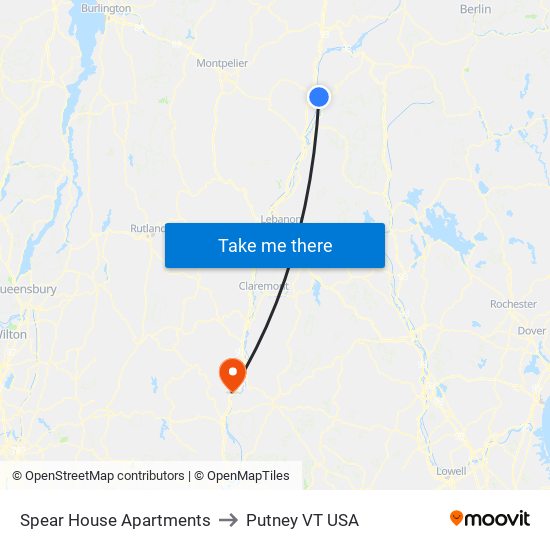 Spear House Apartments to Putney VT USA map