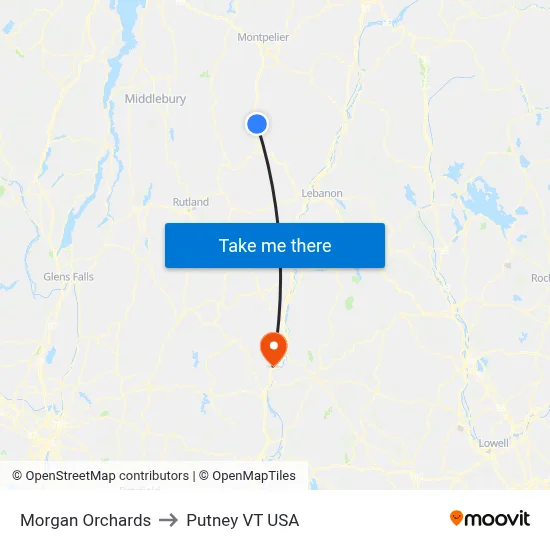 Morgan Orchards to Putney VT USA map
