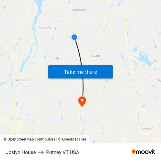 Joslyn House to Putney VT USA map