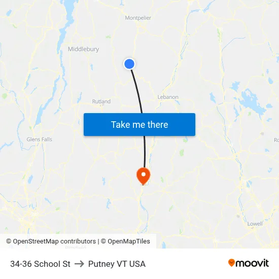34-36 School St to Putney VT USA map