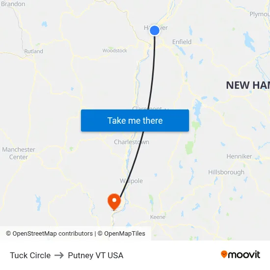 Tuck Circle to Putney VT USA map