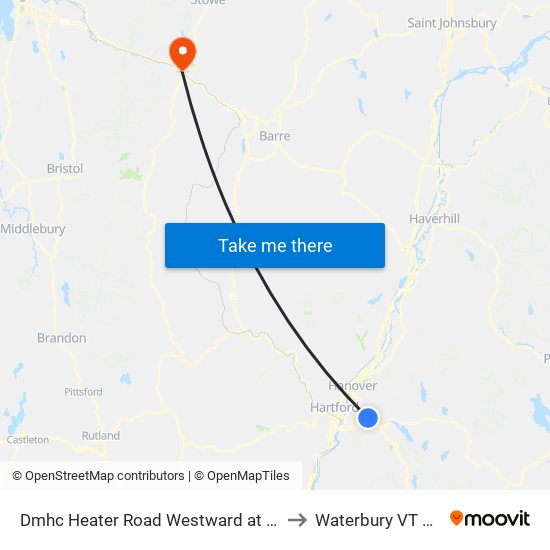 Dmhc Heater Road  Westward at Road to Waterbury VT USA map