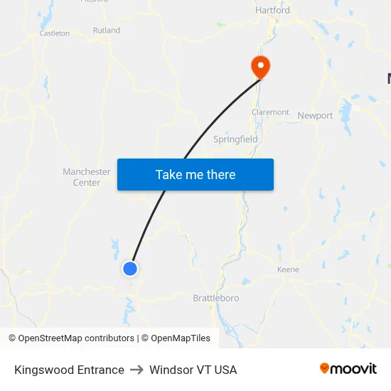 Kingswood Entrance to Windsor VT USA map