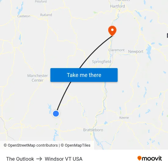 The Outlook to Windsor VT USA map