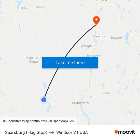 Searsburg (Flag Stop) to Windsor VT USA map