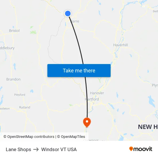 Lane Shops to Windsor VT USA map
