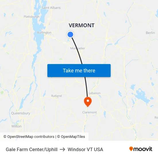Gale Farm Center/Uphill to Windsor VT USA map