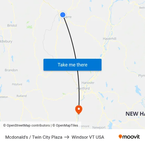Mcdonald's / Twin City Plaza to Windsor VT USA map