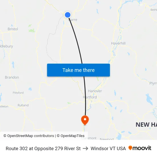 Route 302 at Opposite 279 River St to Windsor VT USA map