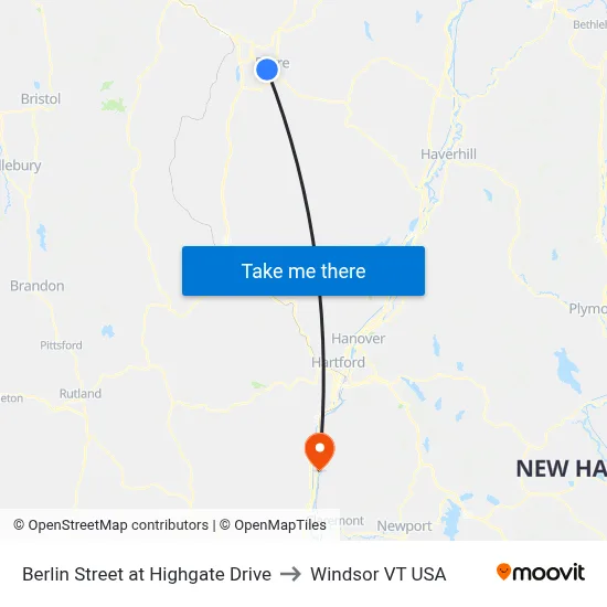Berlin Street at Highgate Drive to Windsor VT USA map