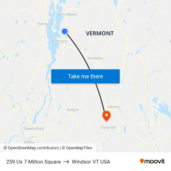 259 Us 7-Milton Square to Windsor VT USA map