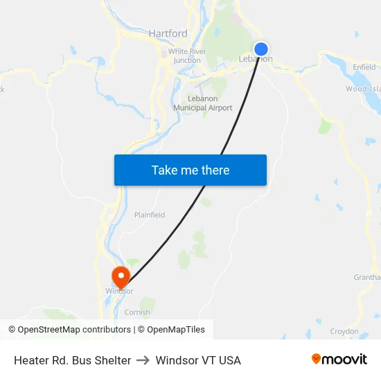 Heater  Rd. Bus Shelter to Windsor VT USA map