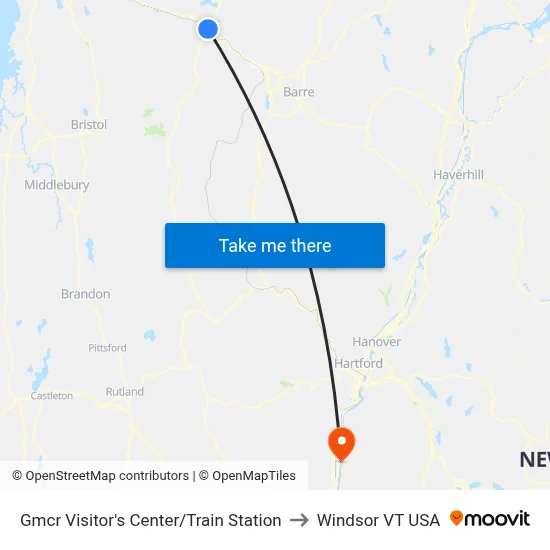 Gmcr Visitor's Center/Train Station to Windsor VT USA map