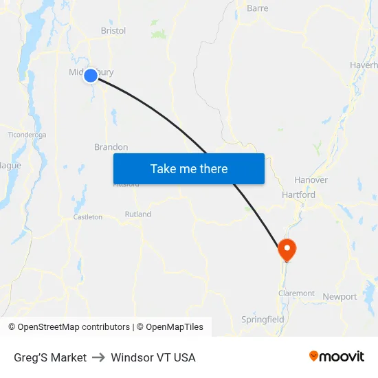 Greg’S Market to Windsor VT USA map