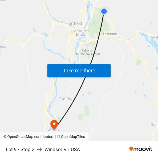Lot 9 - Stop 2 to Windsor VT USA map