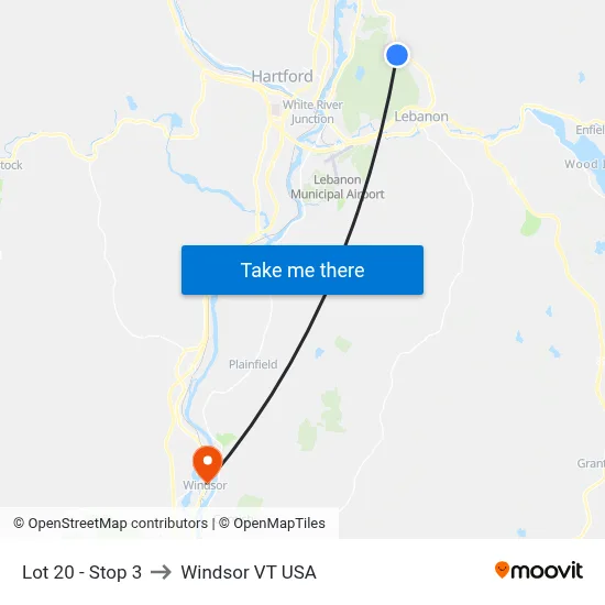 Lot 20 - Stop 3 to Windsor VT USA map