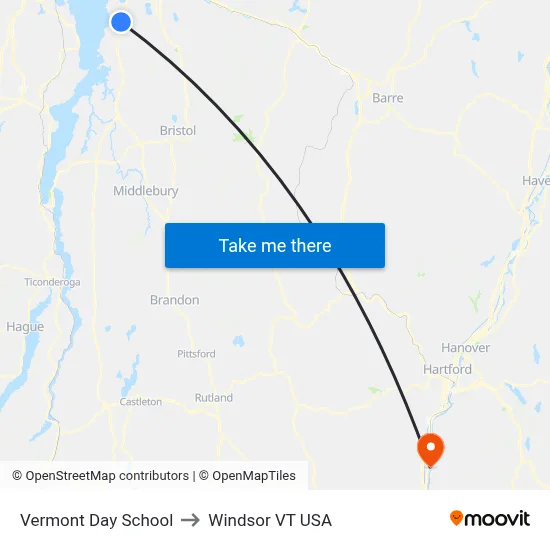 Vermont Day School to Windsor VT USA map
