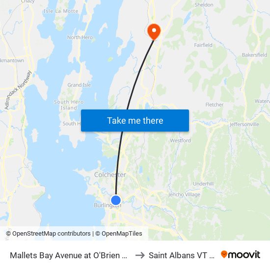 Mallets Bay Avenue at O'Brien Center to Saint Albans VT USA map