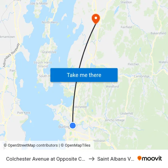 Colchester Avenue at Opposite Chase Street to Saint Albans VT USA map