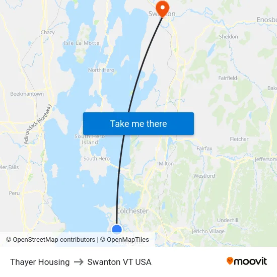 Thayer Housing to Swanton VT USA map