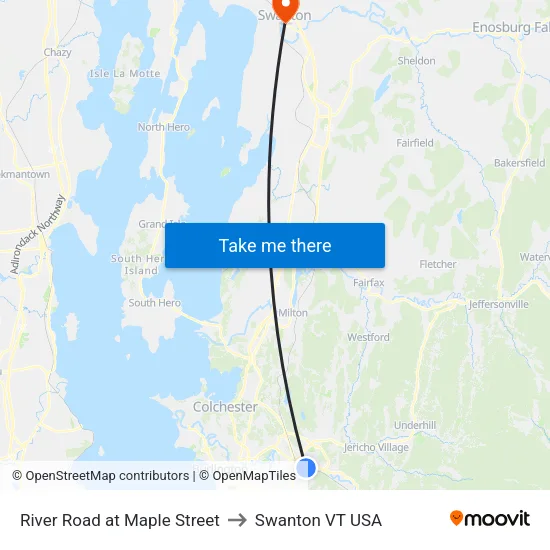 River Road at Maple Street to Swanton VT USA map