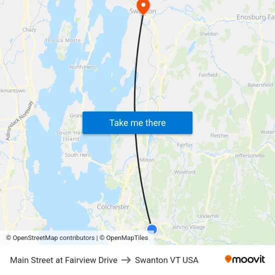 Main Street at Fairview Drive to Swanton VT USA map