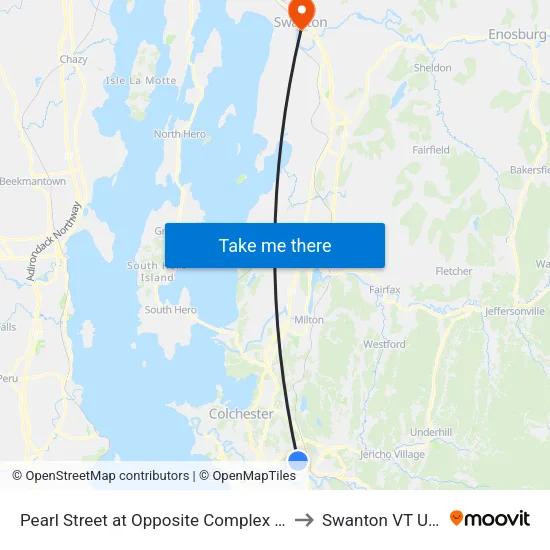 Pearl Street at Opposite Complex 159 to Swanton VT USA map