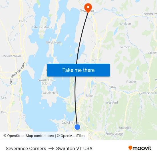 Severance Corners to Swanton VT USA map