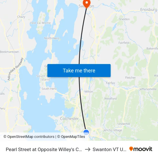 Pearl Street at Opposite Willey's Court to Swanton VT USA map