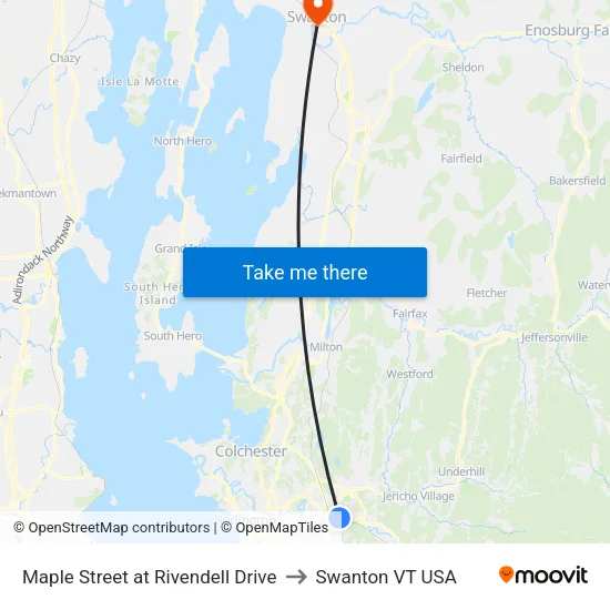 Maple Street at Rivendell Drive to Swanton VT USA map