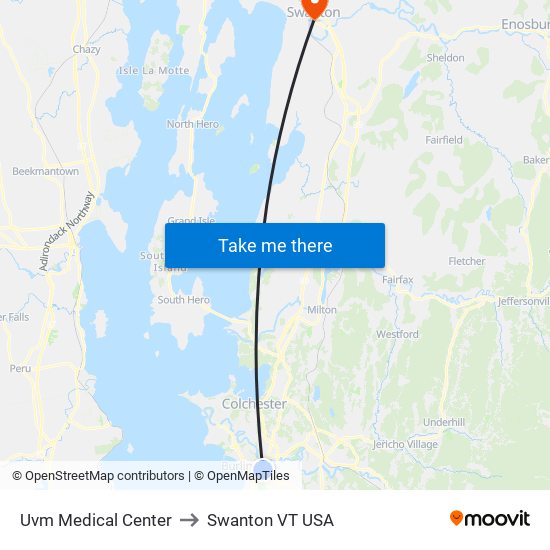 Uvm Medical Center to Swanton VT USA map