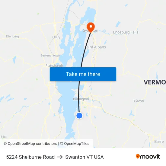 5224 Shelburne Road to Swanton VT USA map