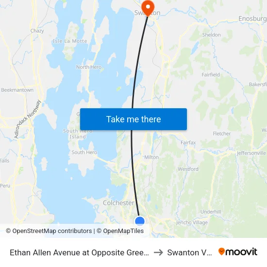 Ethan Allen Avenue at Opposite Green Mt. Nursing to Swanton VT USA map